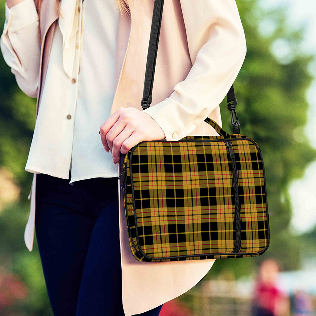 Black And Yellow Tartan Pattern Print Shoulder Strap Bible Bag