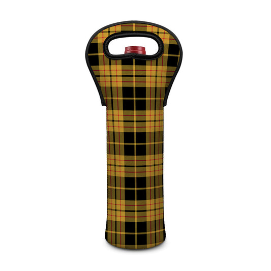 Black And Yellow Tartan Pattern Print Single Neoprene Wine Tote
