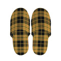 Black And Yellow Tartan Pattern Print Slippers