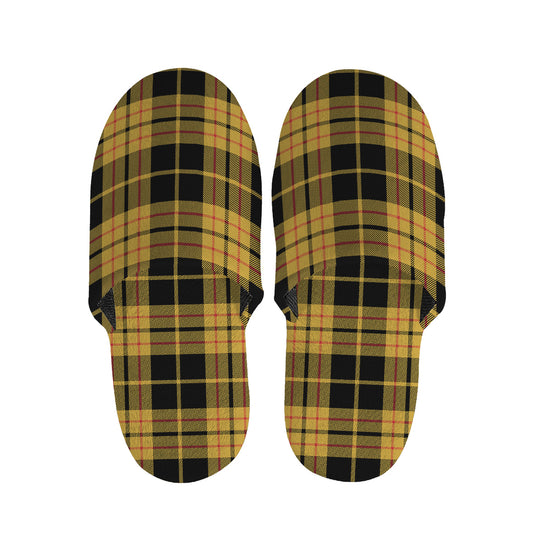 Black And Yellow Tartan Pattern Print Slippers