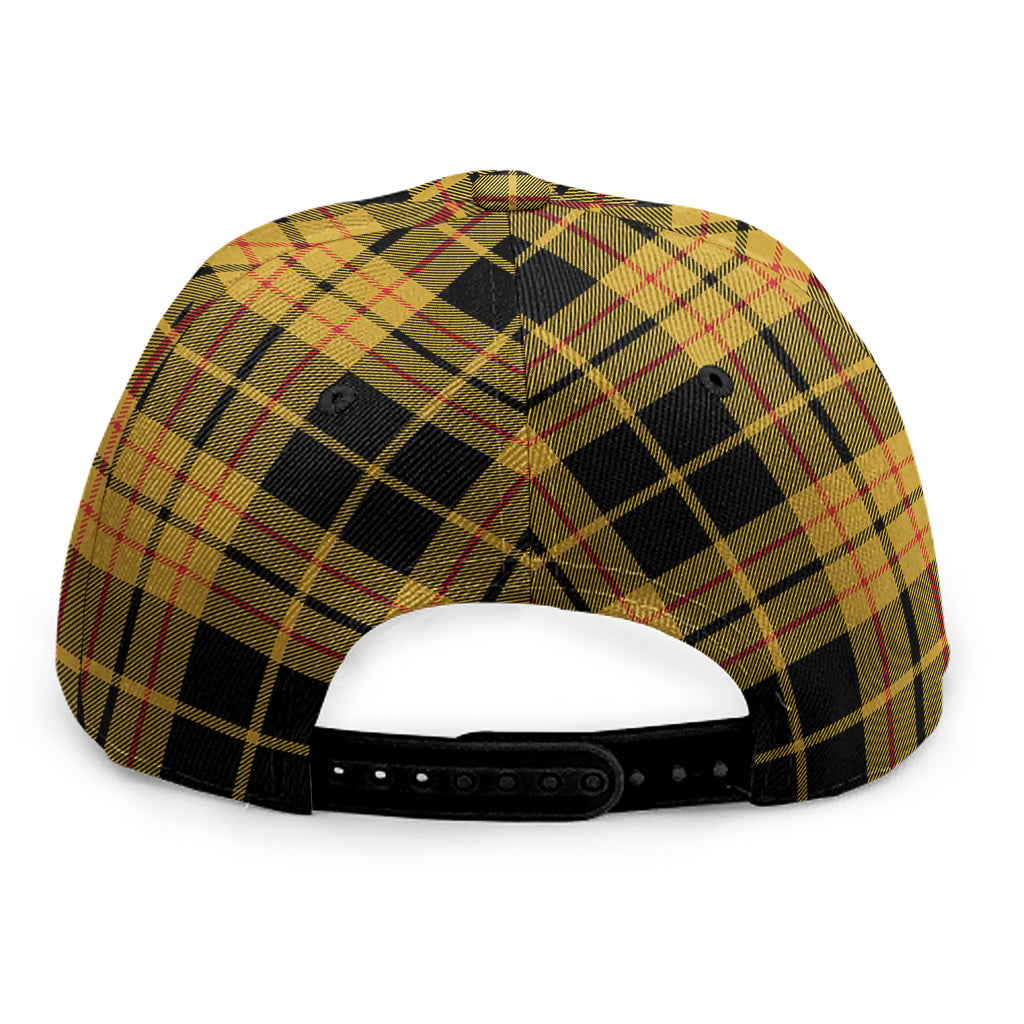 Black And Yellow Tartan Pattern Print Snapback Cap