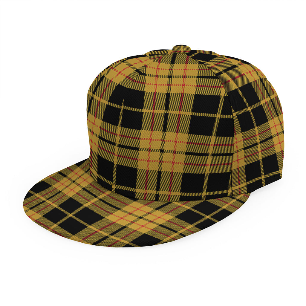 Black And Yellow Tartan Pattern Print Snapback Cap