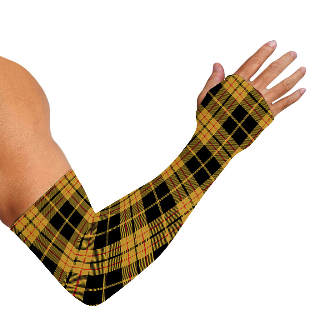 Black And Yellow Tartan Pattern Print Sun Protection Arm Sleeves