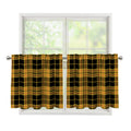 Black And Yellow Tartan Pattern Print Tier Curtains