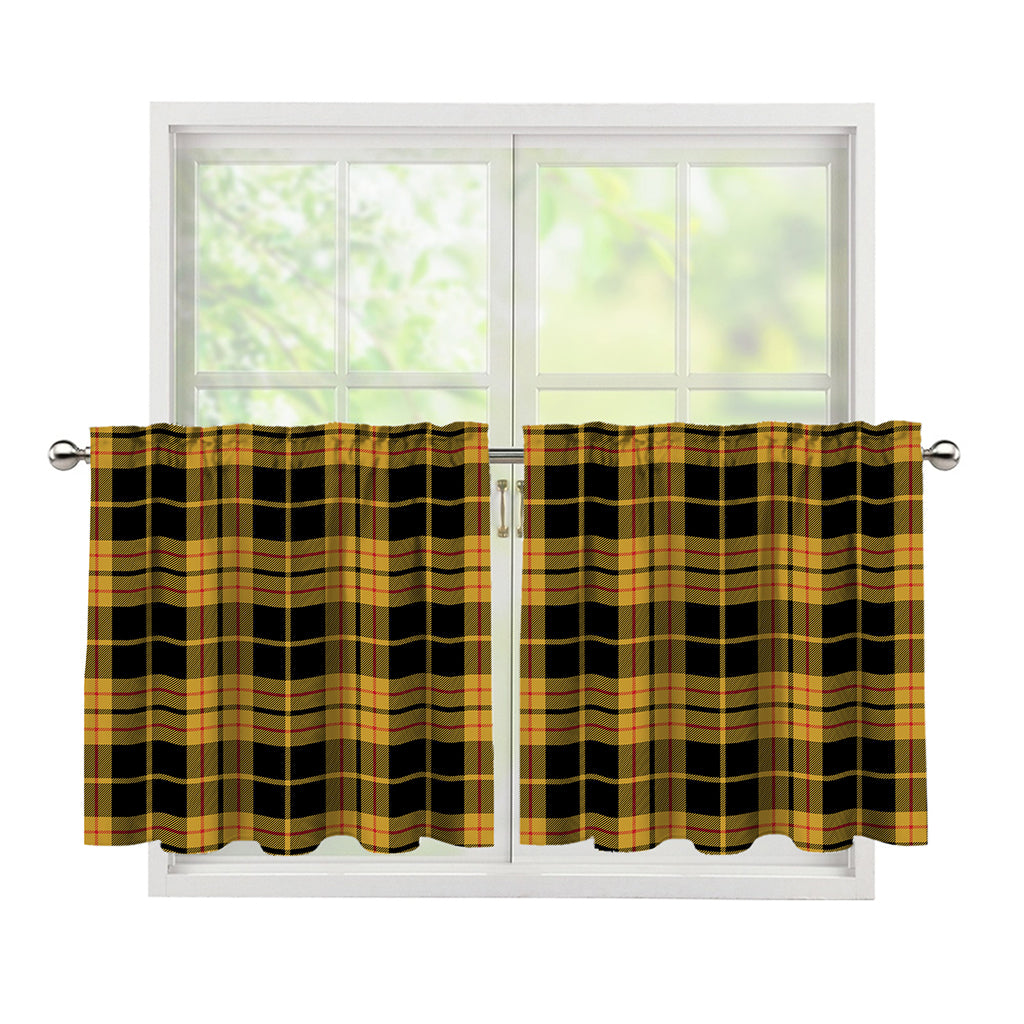Black And Yellow Tartan Pattern Print Tier Curtains