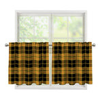 Black And Yellow Tartan Pattern Print Tier Curtains