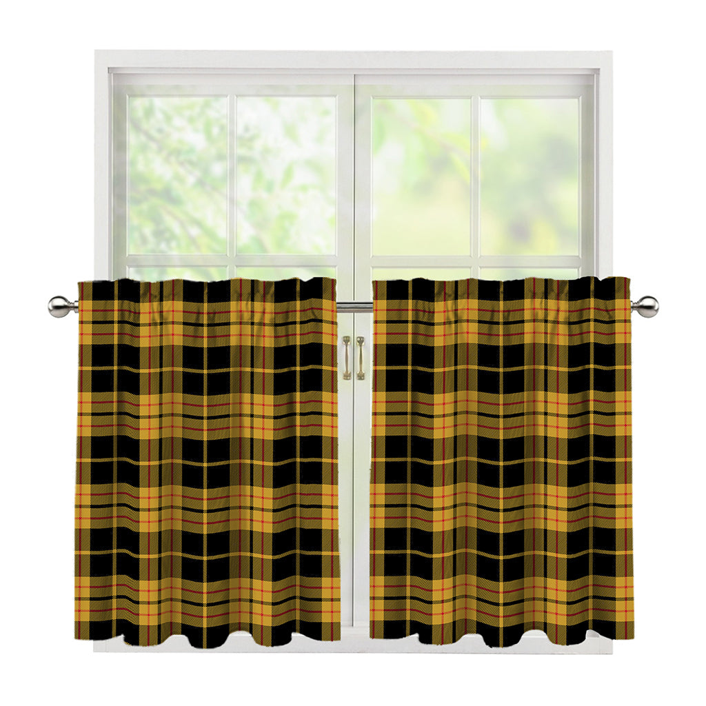 Black And Yellow Tartan Pattern Print Tier Curtains