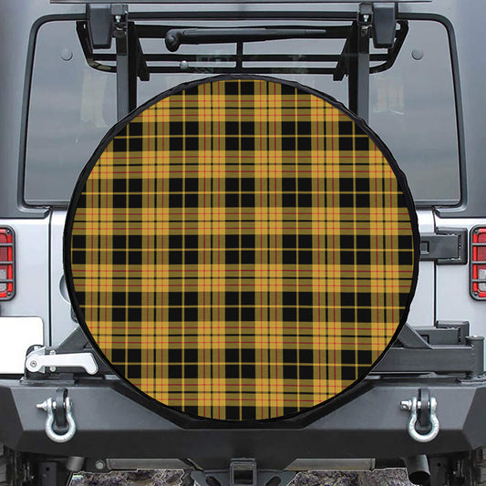 Black And Yellow Tartan Pattern Print Tire Cover