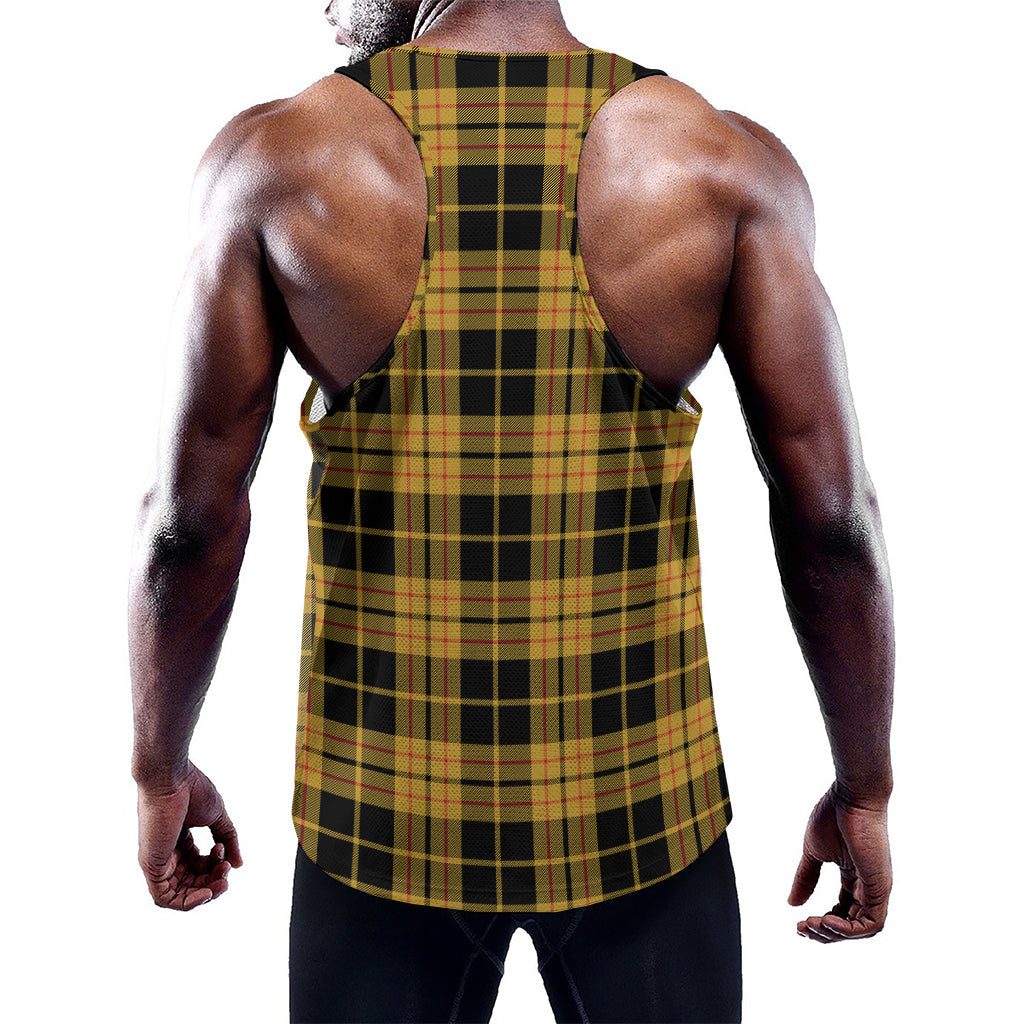 Black And Yellow Tartan Pattern Print Training Tank Top