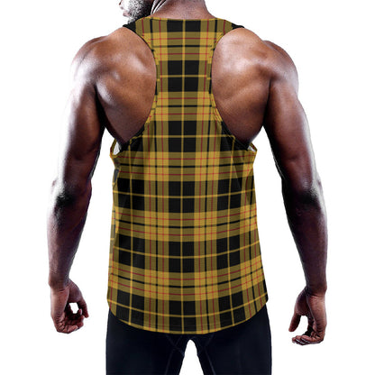 Black And Yellow Tartan Pattern Print Training Tank Top