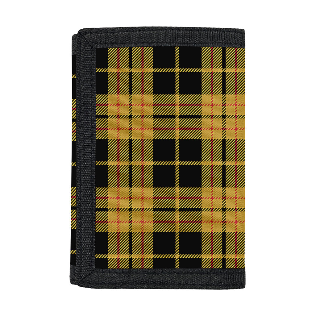Black And Yellow Tartan Pattern Print Trifold Wallet