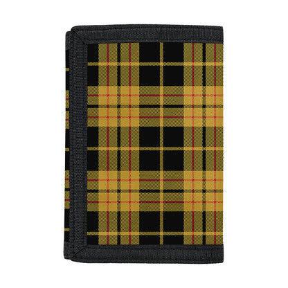Black And Yellow Tartan Pattern Print Trifold Wallet