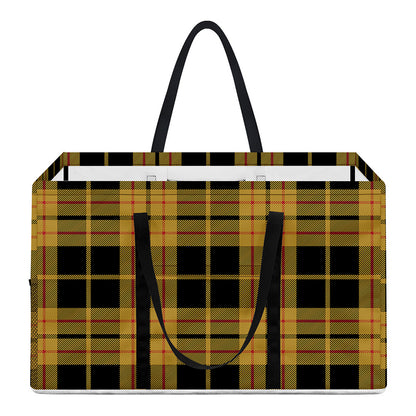 Black And Yellow Tartan Pattern Print Utility Tote Bag