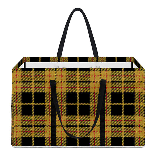 Black And Yellow Tartan Pattern Print Utility Tote Bag