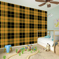 Black And Yellow Tartan Pattern Print Wall Sticker