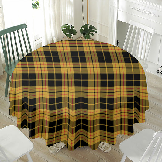 Black And Yellow Tartan Pattern Print Waterproof Round Tablecloth