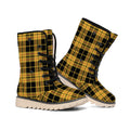 Black And Yellow Tartan Pattern Print Winter Boots