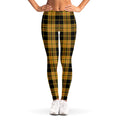 Black And Yellow Tartan Pattern Print Women's Leggings