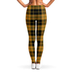 Black And Yellow Tartan Pattern Print Women's Leggings