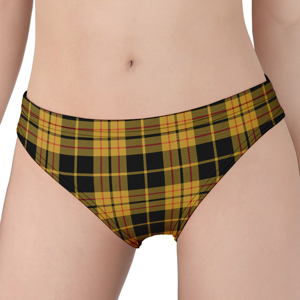 Black And Yellow Tartan Pattern Print Women's Panties