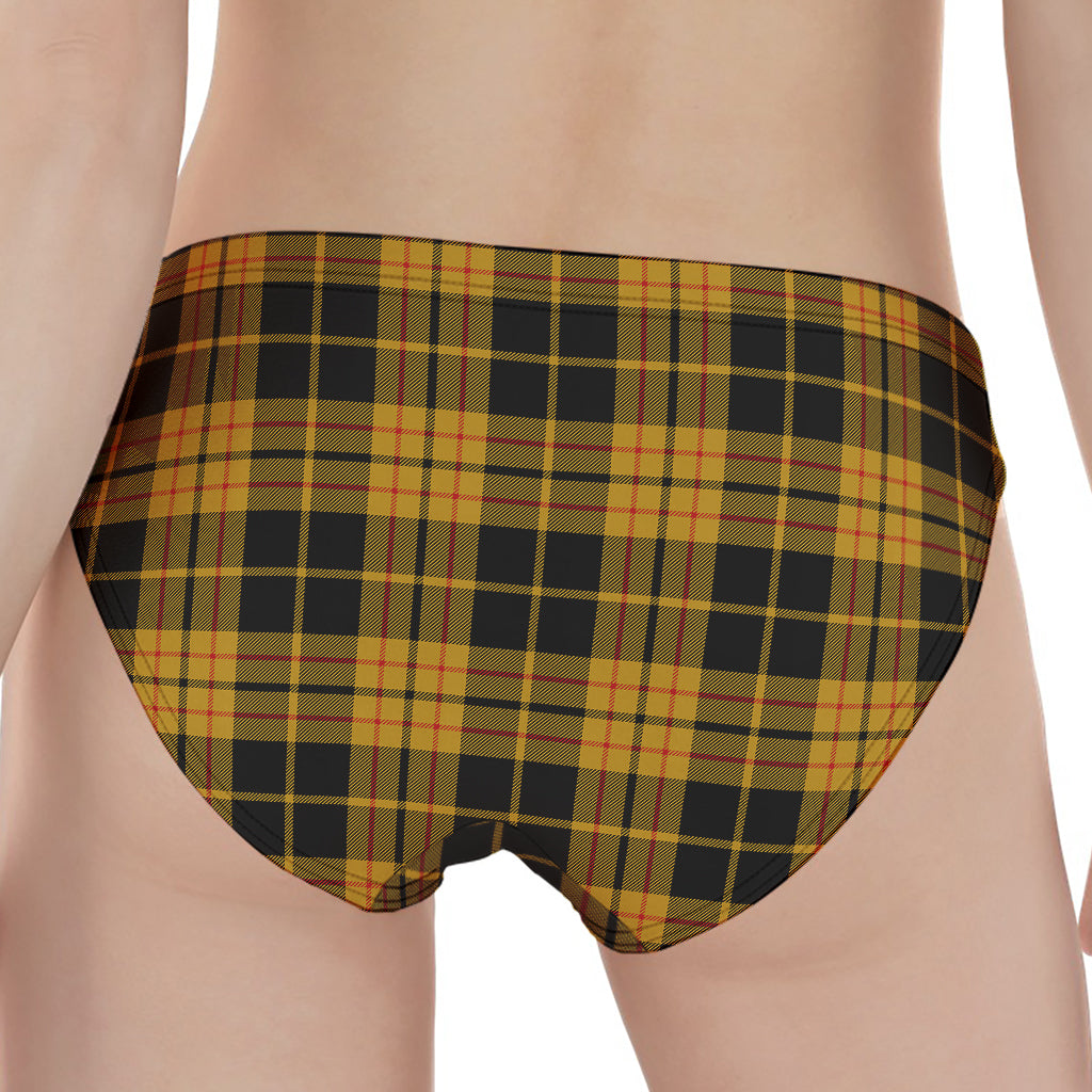 Black And Yellow Tartan Pattern Print Women's Panties