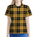 Black And Yellow Tartan Pattern Print Women's Polo Shirt