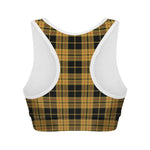 Black And Yellow Tartan Pattern Print Women's Sports Bra