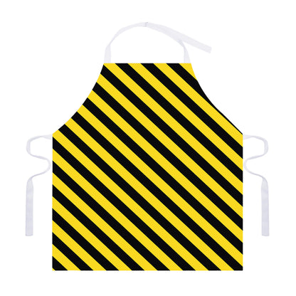 Black And Yellow Warning Striped Print Adjustable Apron