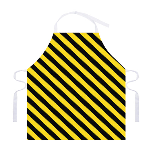 Black And Yellow Warning Striped Print Adjustable Apron