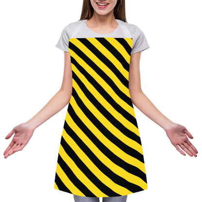 Black And Yellow Warning Striped Print Adjustable Apron