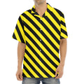 Black And Yellow Warning Striped Print Aloha Shirt