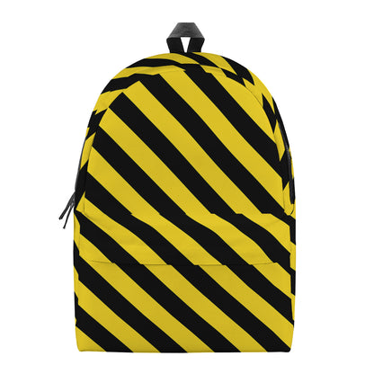 Black And Yellow Warning Striped Print Backpack
