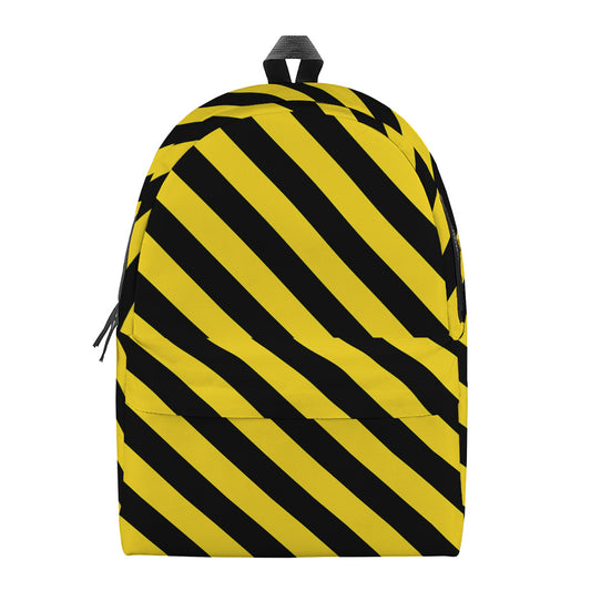 Black And Yellow Warning Striped Print Backpack