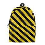 Black And Yellow Warning Striped Print Backpack