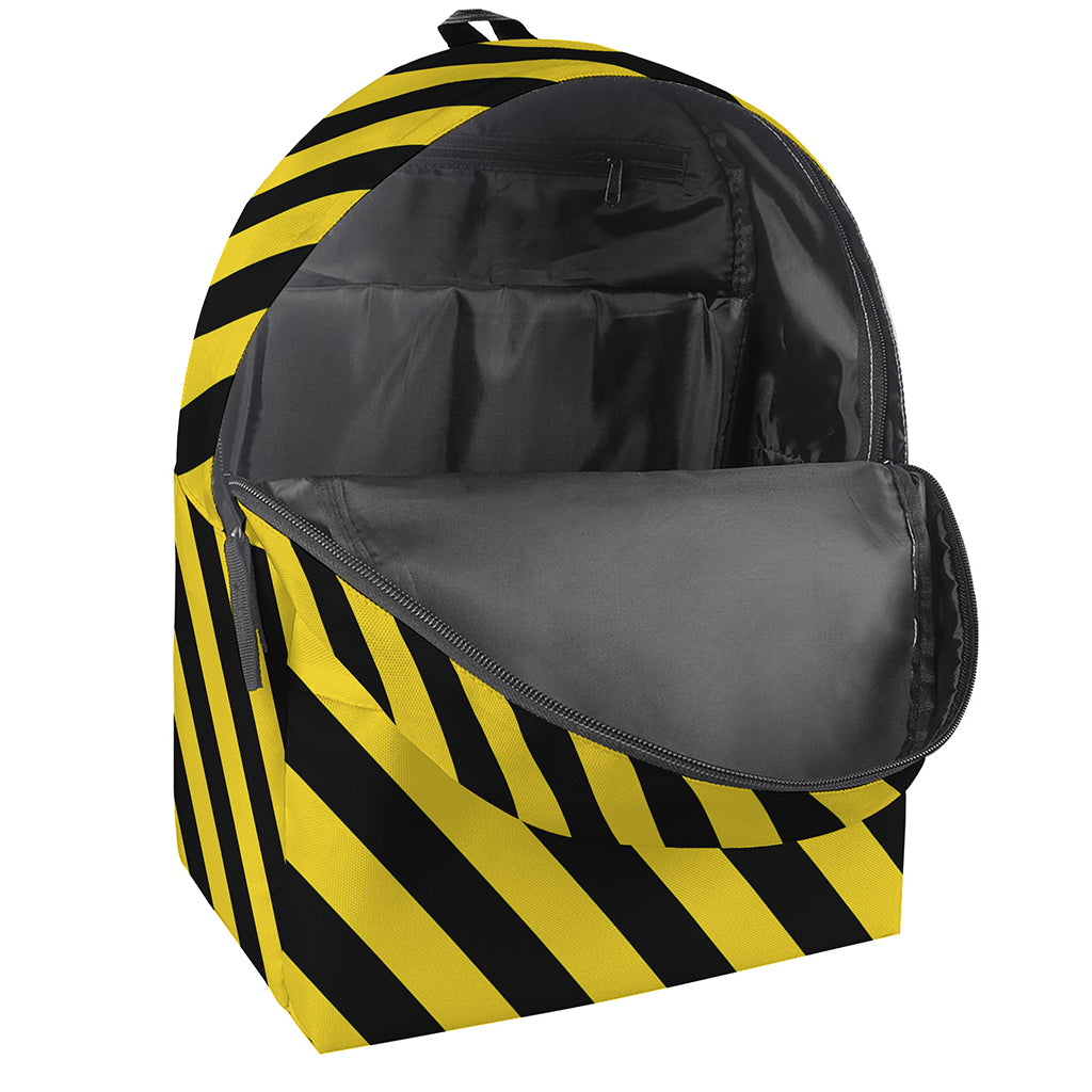 Black And Yellow Warning Striped Print Backpack
