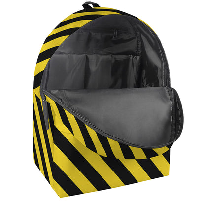 Black And Yellow Warning Striped Print Backpack