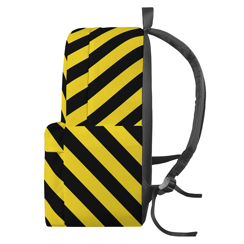 Black And Yellow Warning Striped Print Backpack