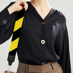 Black And Yellow Warning Striped Print Bag Strap