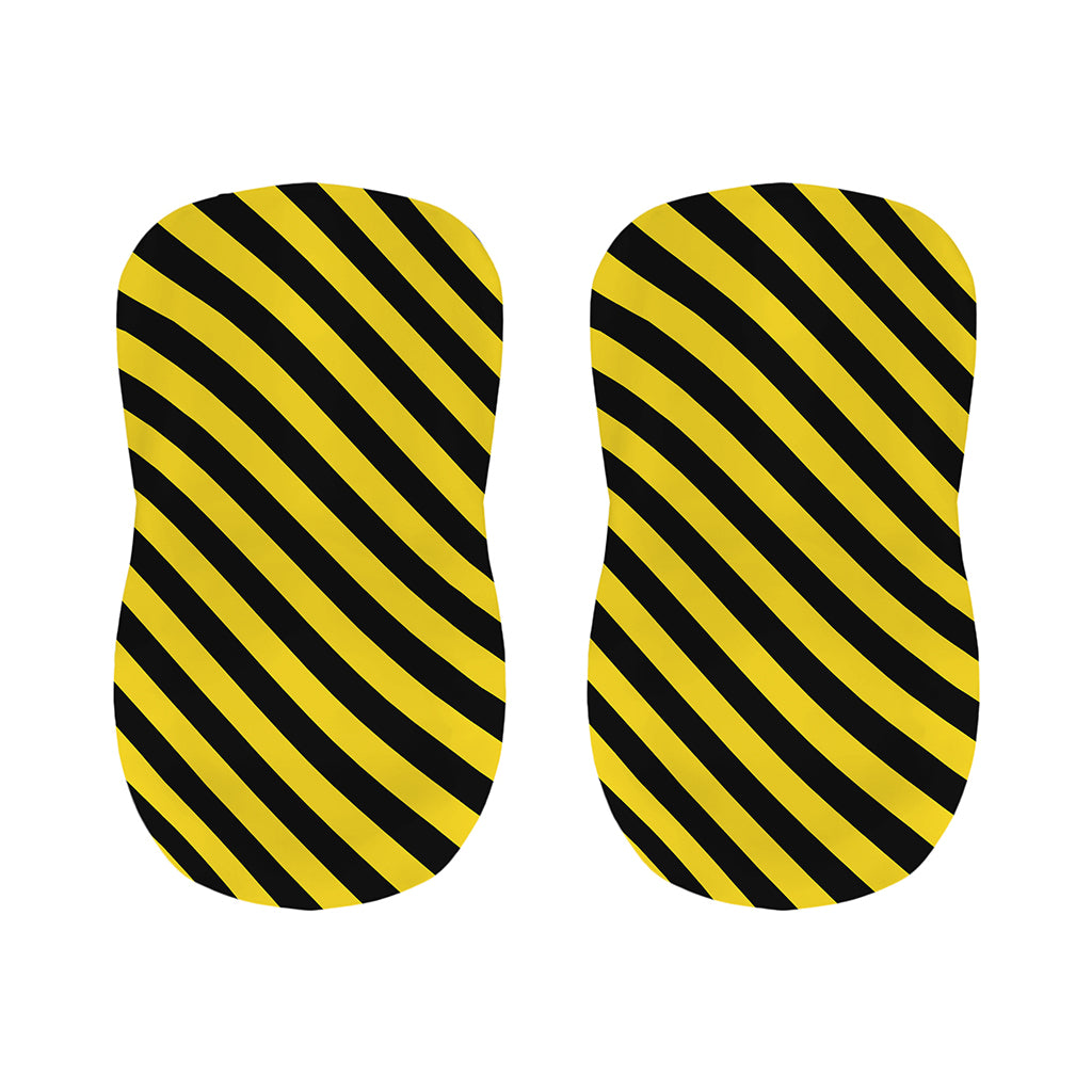 Black And Yellow Warning Striped Print Bar Stool Covers