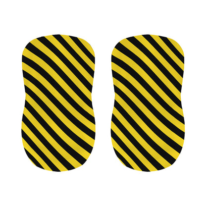 Black And Yellow Warning Striped Print Bar Stool Covers