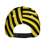 Black And Yellow Warning Striped Print Baseball Cap