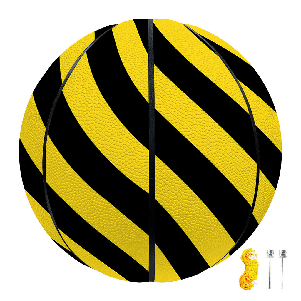 Black And Yellow Warning Striped Print Basketball