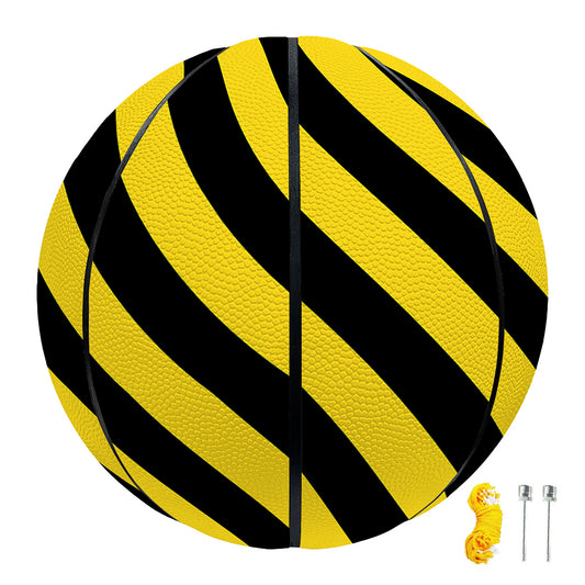 Black And Yellow Warning Striped Print Basketball