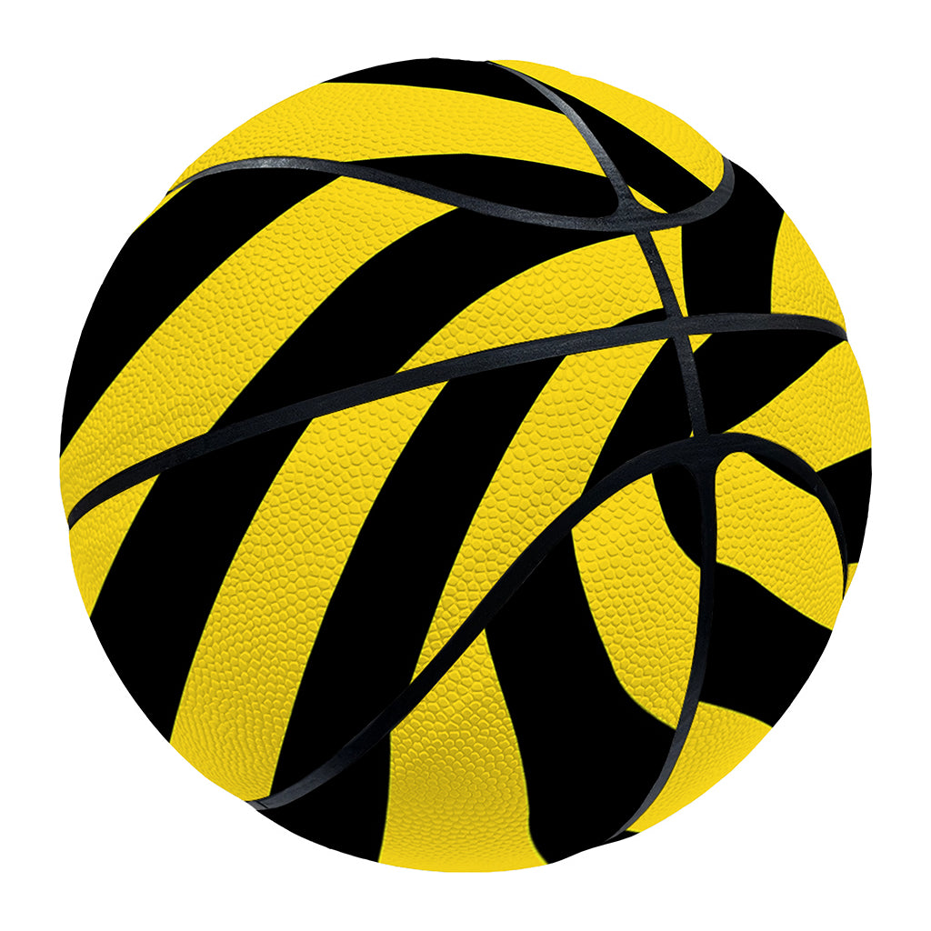 Black And Yellow Warning Striped Print Basketball