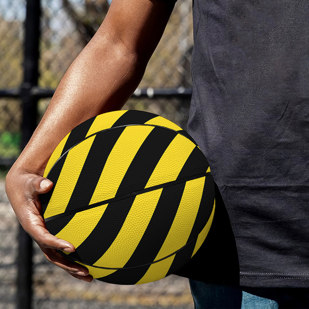Black And Yellow Warning Striped Print Basketball