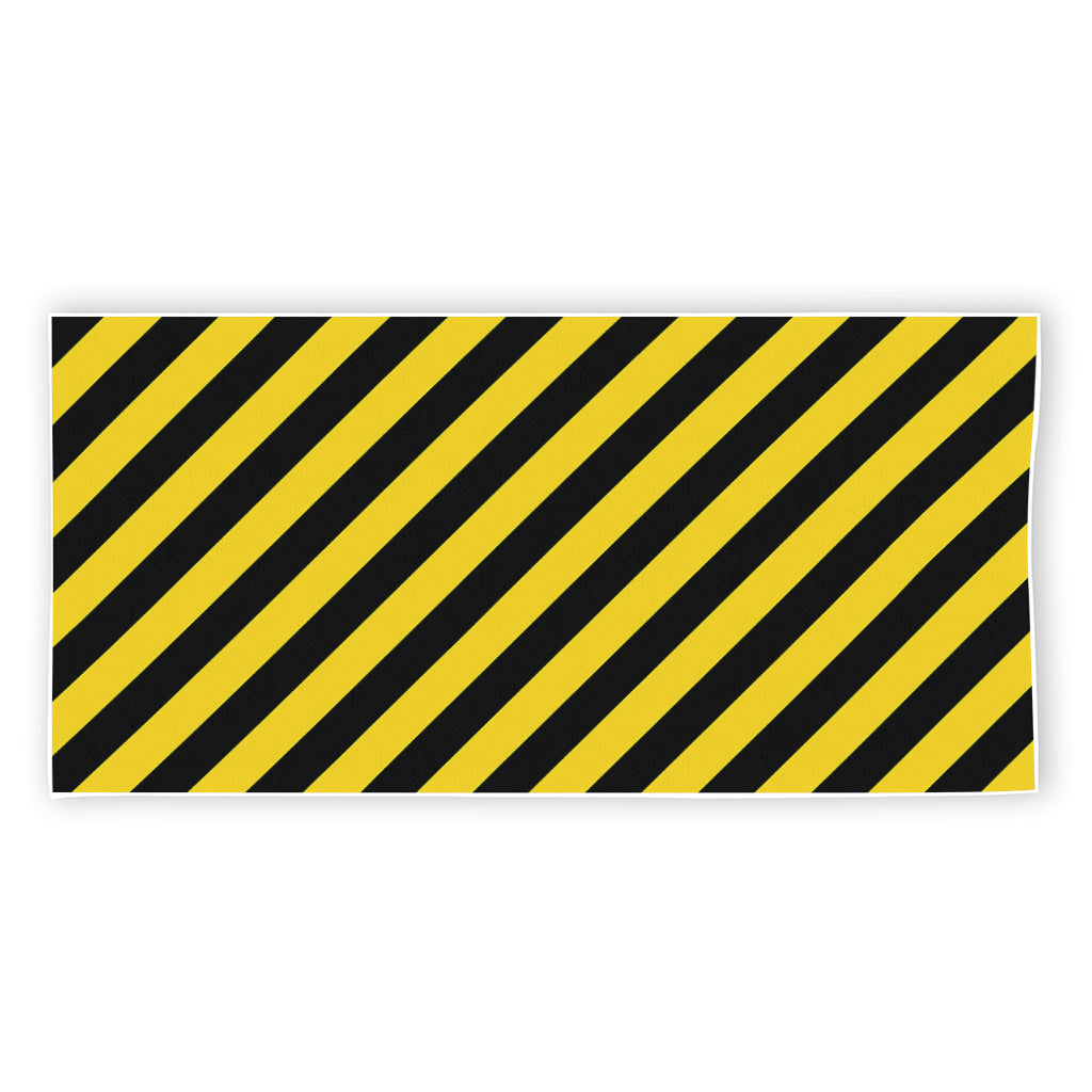 Black And Yellow Warning Striped Print Beach Towel