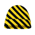 Black And Yellow Warning Striped Print Beanie