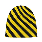 Black And Yellow Warning Striped Print Beanie