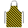 Black And Yellow Warning Striped Print Bib Apron With Pocket