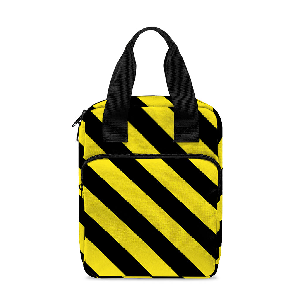 Black And Yellow Warning Striped Print Bible Tote Bag